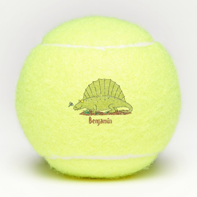 Balles De Tennis Illustration d'un dimétrodon vert mignon (Devant)