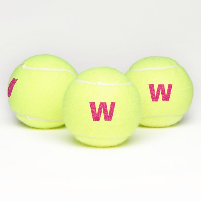 Balles De Tennis Initiale ou Monogramme en rose chaud - Personnalis (Multiple)