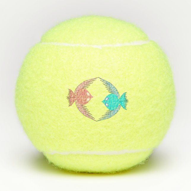 Balles De Tennis Inséparables roses et bleus mignons (Devant)