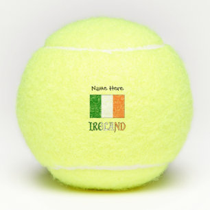 Balles De Tennis Irlande et Drapeau Irlandais avec Votre Nom
