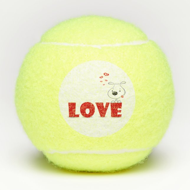 Balles De Tennis Joli chien chiot amour | Saint Valentin (Devant)