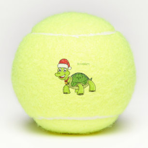 Balles De Tennis Jolie tortue en chapeau de Père Noël