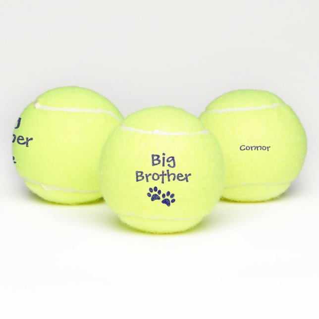 Balles De Tennis Jouet bleu de chat de chien de frère avec le nom (Multiple)