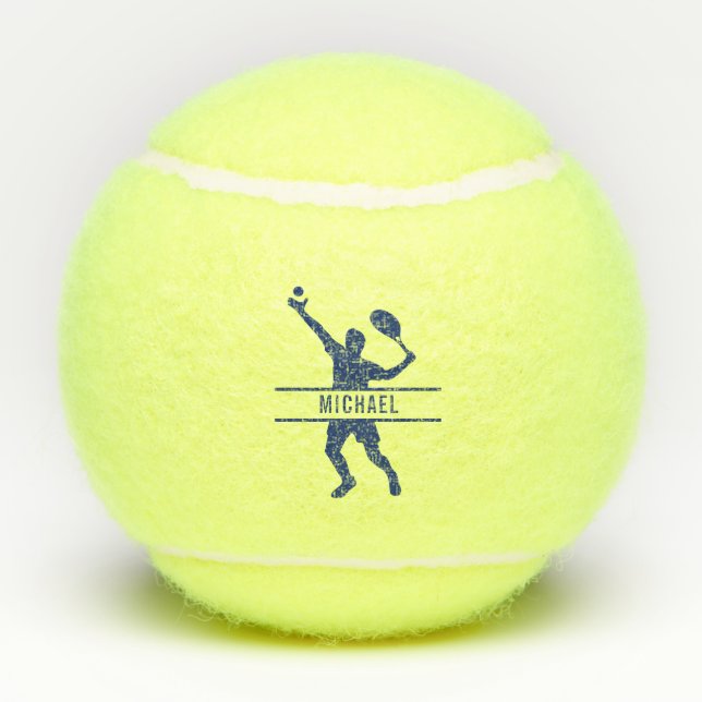 Balles De Tennis Joueur de tennis personnalisé thème bleu Nom (Dos)