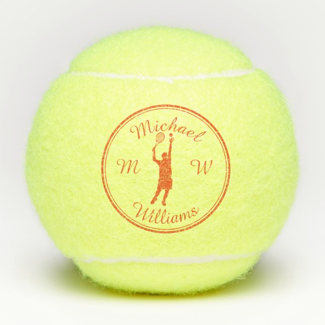 Balles De Tennis Joueur de tennis Sport Personnalisé Orange Silhoue (Devant)