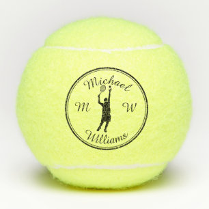 Balles De Tennis Joueur de tennis sportif personnalisé Black Silhou