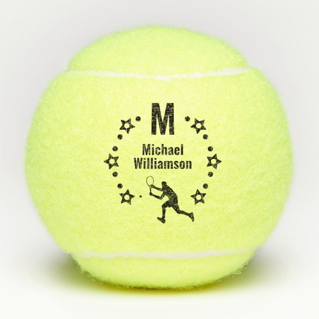 Balles De Tennis Joueur étoile monogrammé (Devant)