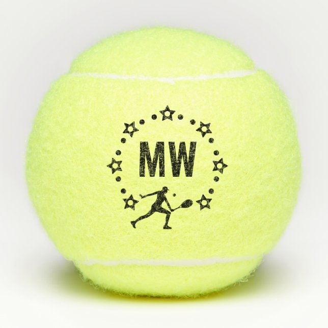 Balles De Tennis Joueur étoile monogrammé (Devant)