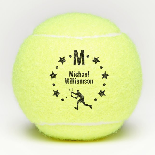 Balles De Tennis Joueur étoile monogrammé (Devant)