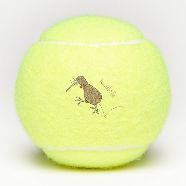Balles De Tennis Joyeux kiwi de saut avec dessin de cravate arc (Devant)