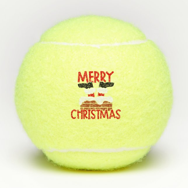 Balles De Tennis Joyeux Noël Père Noël Vacances d'hiver (Devant)