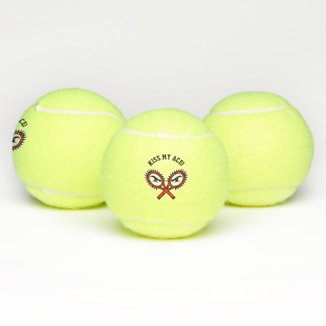 Balles De Tennis Kiss my ace logo raquettes croisées personnalisé (Multiple)