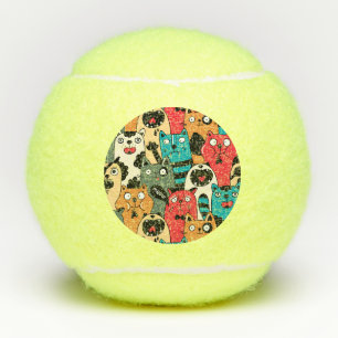 Balles De Tennis La foule des chats