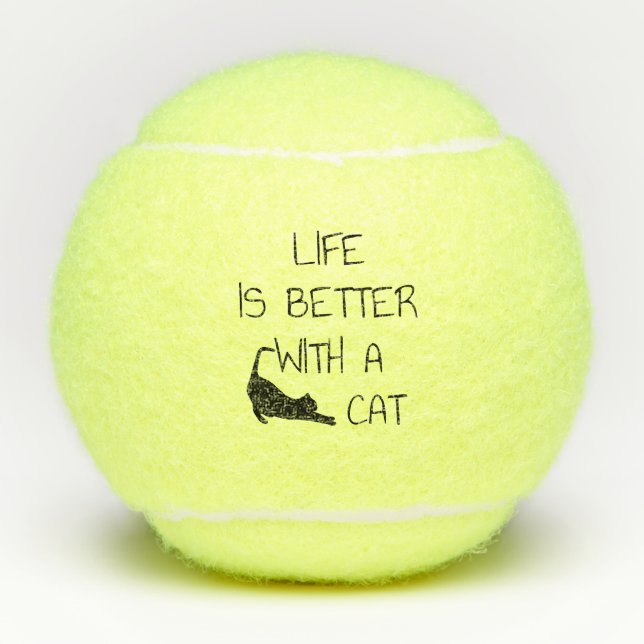 Balles De Tennis La Vie Est Meilleure Avec Un Chat - Amoureux de le (Devant)