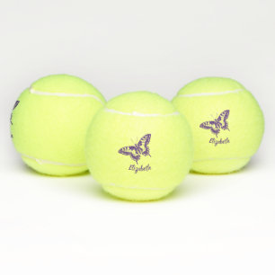 Balles De Tennis L'animal familier pourpre de chien de papillon de