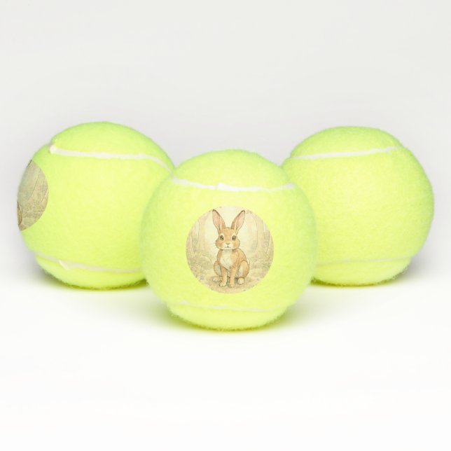 Balles De Tennis Lapin brun mignon dans une forêt (Multiple)