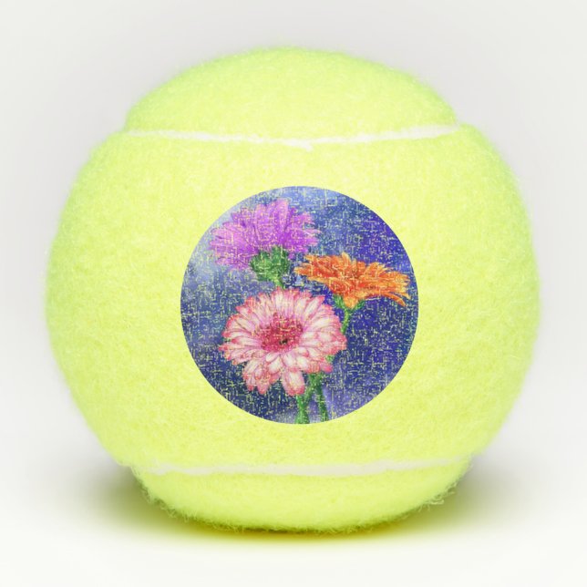 Balles De Tennis Les trois superbes Gerberas de couleurs - L'art du (Devant)