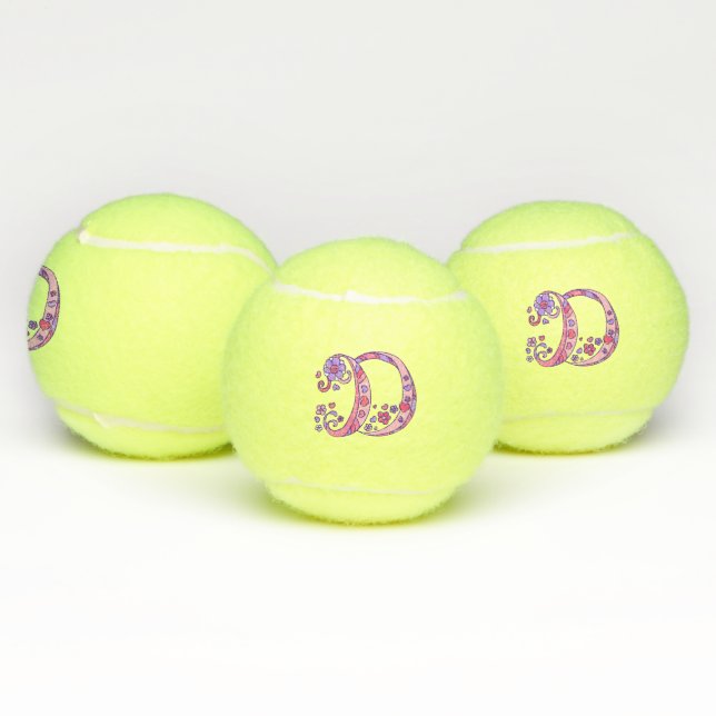 Balles De Tennis Lettre D monogramme filles Doodart personnalisé (Multiple)