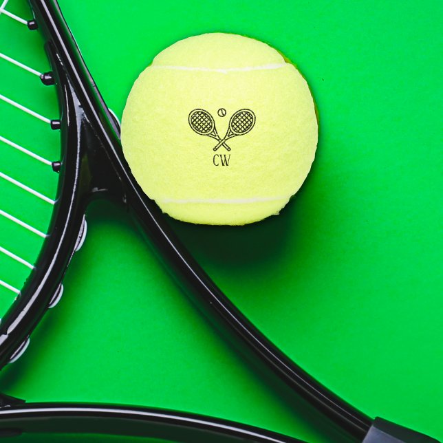 Balles De Tennis LETTRE MONOGRAPHIQUE THÈME DE Tennis Initiales (Custom tennis ball with tennis themed logo. Tournaments, teams, individual tennis players.)
