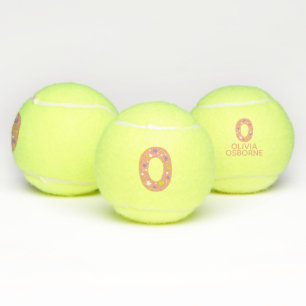 Balles De Tennis Lettre O monogramme filles corail personnalisé