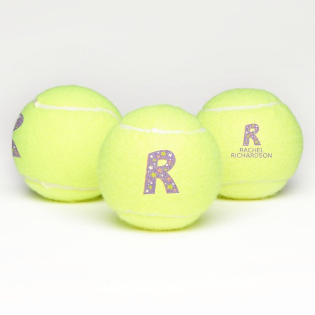 Balles De Tennis Lettre R monogramme filles personnalisées violet (Multiple)
