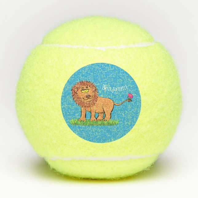 Balles De Tennis Lion joyeux avec dessin animé de papillon (Devant)