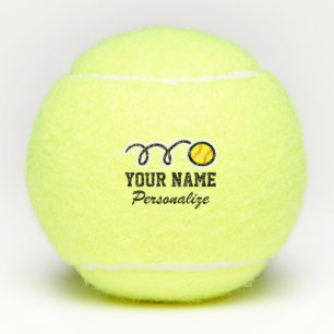 Balles De Tennis Logo de sport de softball jaune mignon avec nom pe