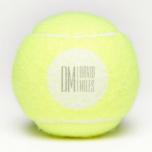 Balles De Tennis Logo Stylish Minimal & Modern Grey Initiales & Nom