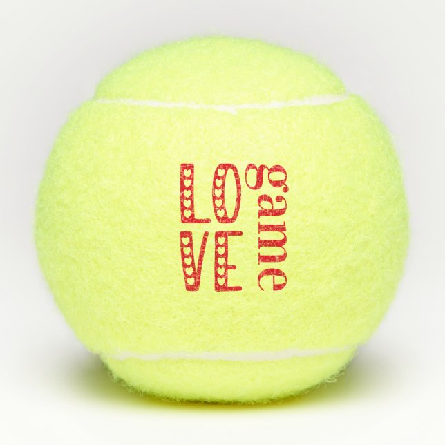 Balles De Tennis Love Game - Coeurs mignons Typographie Saint Valen (Devant)