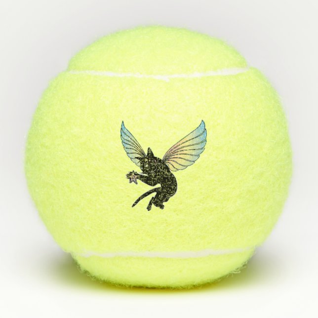 Balles De Tennis Lune de chat cosmique et étoiles (Devant)