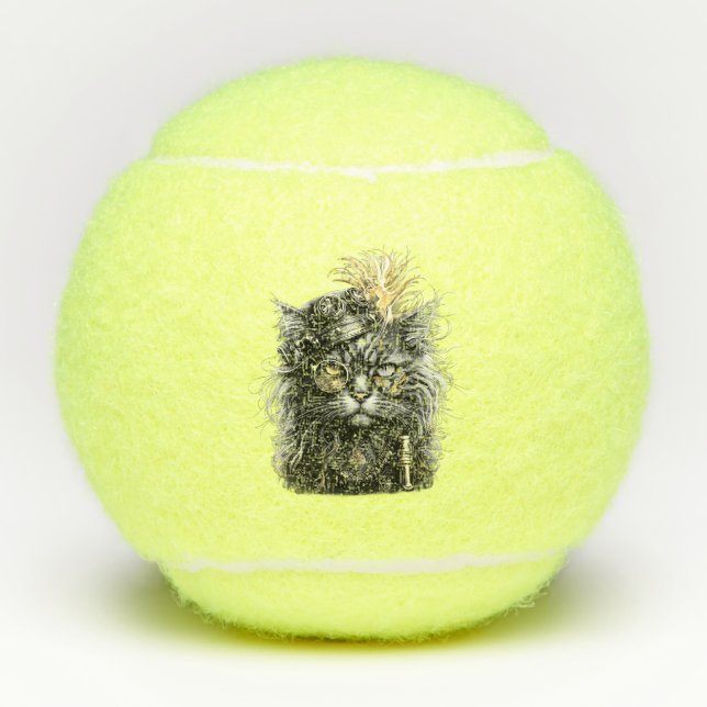 Balles De Tennis Magnifique chat Steampunk  (Devant)