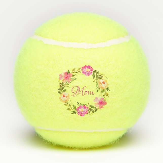 Balles De Tennis Maman Feminine Floral Maman Aquarelle personnalisé (Dos)