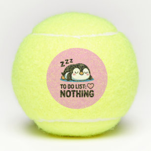 Balles De Tennis manchot mignon endormi, liste de choses à faire ri