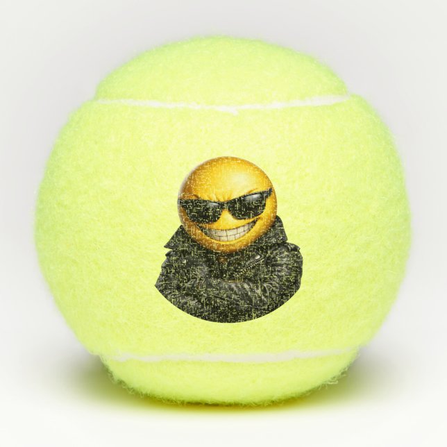 Balles De Tennis Manteau en cuir Emoji Cool Confiant (Devant)