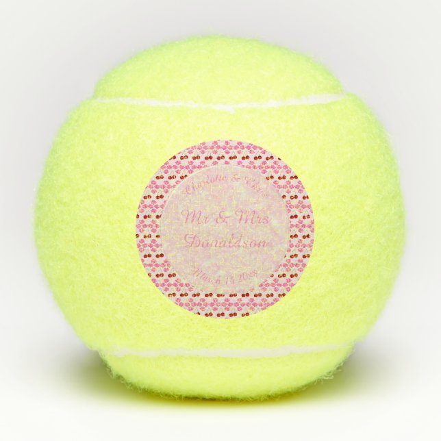 Balles De Tennis Mariage rose Printemps Cerisiers en fleurs et ceri (Devant)