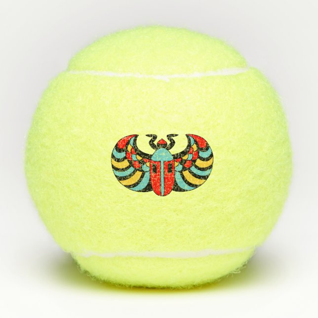 Balles De Tennis Marques de couleur vive du scarabée noir (Devant)