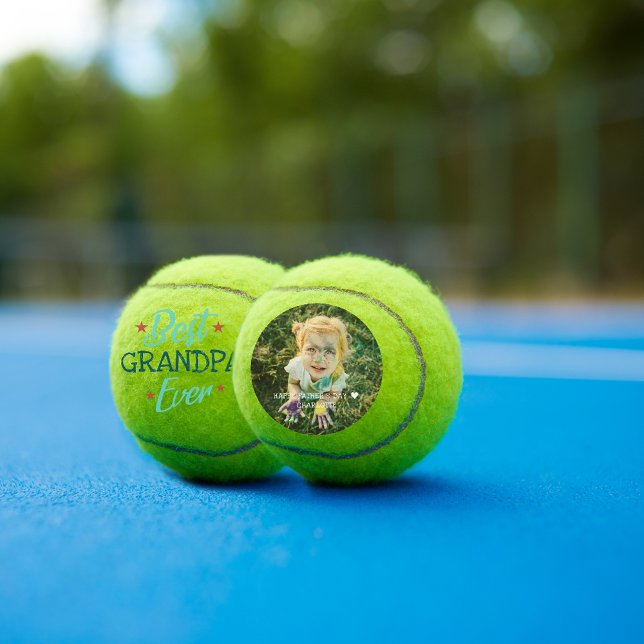 Balles De Tennis Meilleur Grand-Père | Photo Lettrée main (Créateur téléchargé)