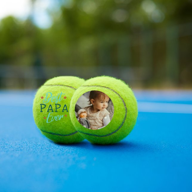 Balles De Tennis Meilleur Papa jamais | Photo Lettrée main (Créateur téléchargé)