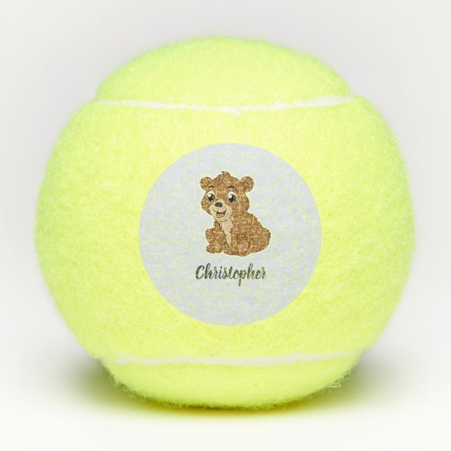 Balles De Tennis Mignon ours brun bleu (Devant)