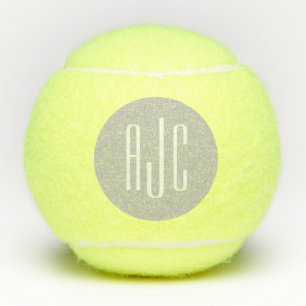 Balles De Tennis Moderne 3 Lettre Monogramme Initiales Gris blanc