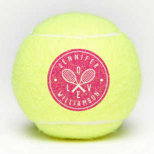 Balles De Tennis Monogramme de tennis personnalisé Nom Amour Rose