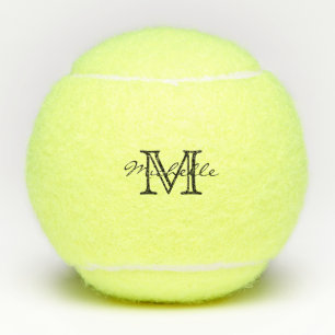 Balles De Tennis Monogramme élégant moderne blanc noir minimalist