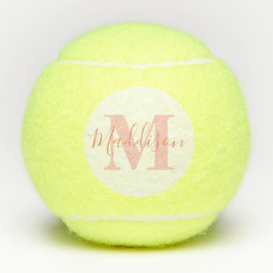 Balles De Tennis Monogramme et nom rose millénaire