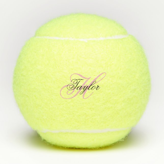 Balles De Tennis Monogramme fantaisie noir et rose (Devant)