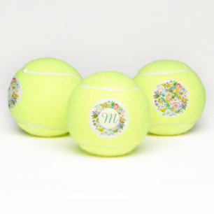 Balles De Tennis Monogramme Floral Moderne Élégant Jouez avec Style