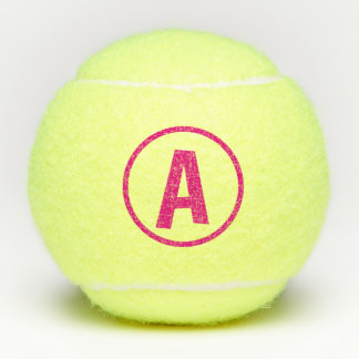 Balles De Tennis Monogramme initial en cercle rose chaud - Personna