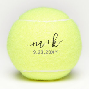 Balles De Tennis Monogramme Mariage moderne élégant personnalisé