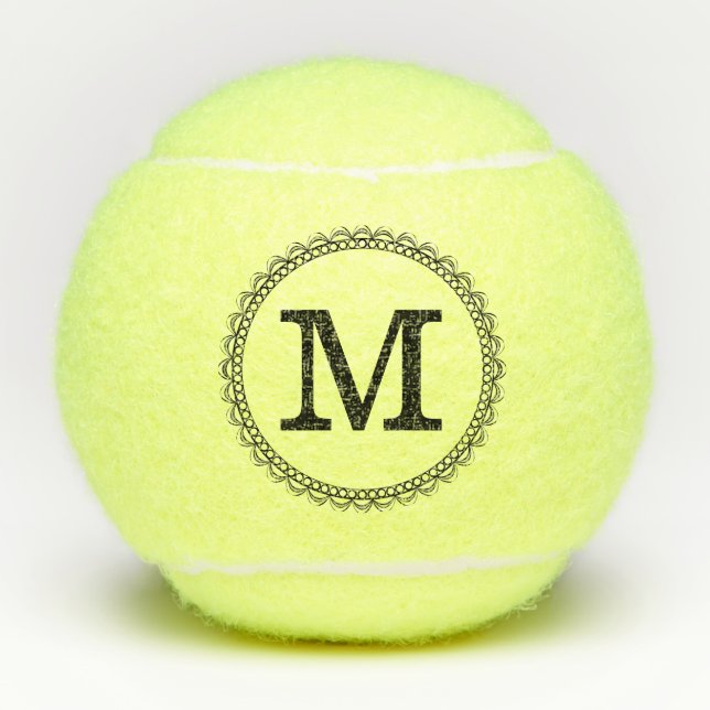 Balles De Tennis Monogramme noir personnalisé (Devant)