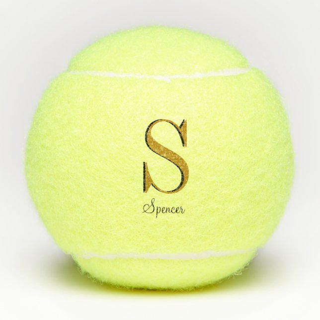 Balles De Tennis Monogramme Or personnalisé avec initiale (Devant)