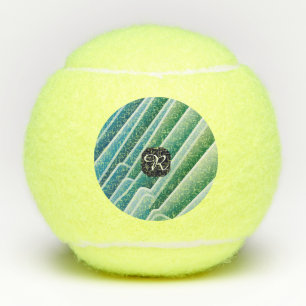 Balles De Tennis Monogramme personnalisé Boules de tennis Blue Gree